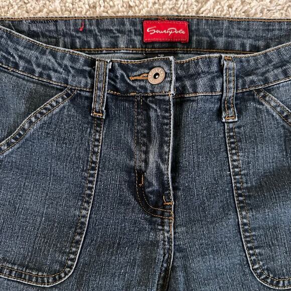 Southpole Womens Flare Jeans‎ Cargo Pockets Denim Stretch Dark Wash Blue Size 7 - Picture 5 of 16